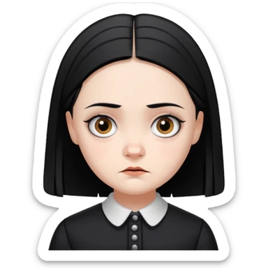 An emoji of Wednesday Addams sticker