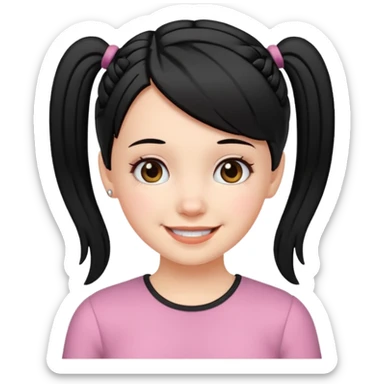 white girl with pig tails haircut black sticker