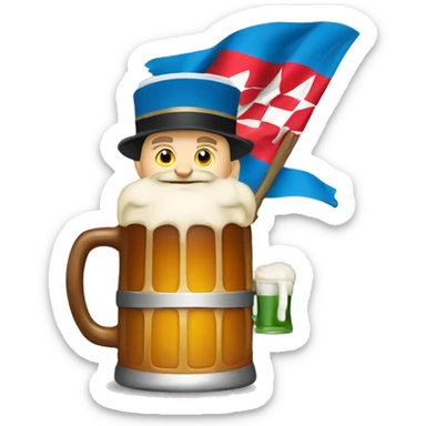 Bavarian with beer mug and bavarian flag sticker