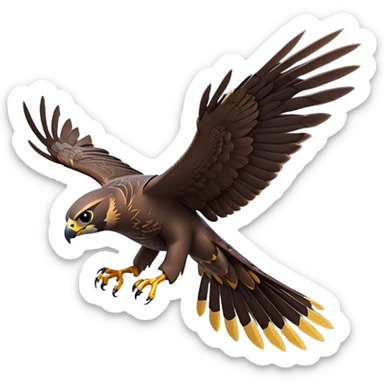 cinematic-falcon-realistic-full-body-diving-emoji,-sleek-aerodynamic-frame-plummeting-through-the-air-with-lightning-speed,-razor-sharp-talons-poised-for-the-strike,-feathered-wings-angled-for-maximum-precision,-keen-dark-eyes-locked-onto-its-prey,-patterned-grey-and-white-feathers-glinting-in-the-sun,-simplified-yet-realistic-focused-features,-highly-detailed,-glowing-with-a-sharp-intense-aura sticker