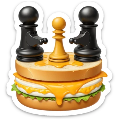 Chess pieces boxing on an egg sandwich sticker