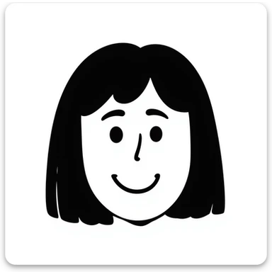 cute girl face, hand-drawn doodle style, simple lines, smiling sticker