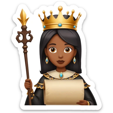 Crowned black queen holding a scroll sticker
