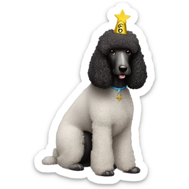 Jesus Christ celebrating the 6th birthday of a black standard poodle sticker