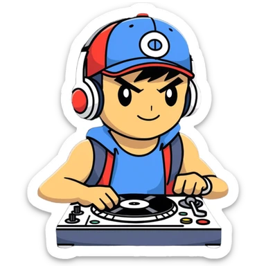 Hot handsomeb muscular 6ft tall ash ketchum being a  dj and his music is blazing hot sticker