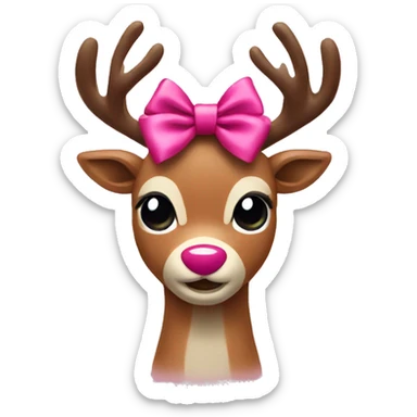 Rudolph with pink bow sticker