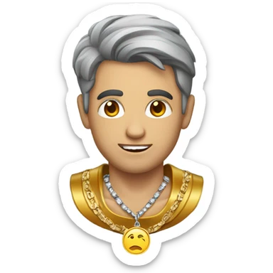 casual male with jewelry and medalla sticker