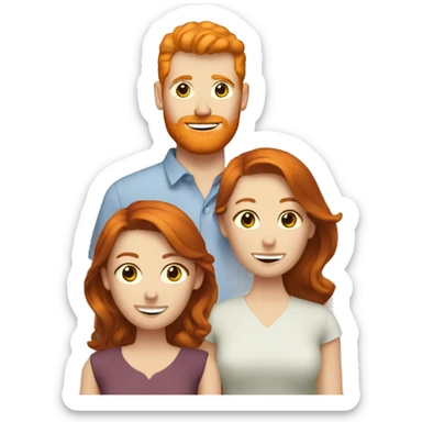 Ginger Husband with brunette and redhead wives throuple sticker