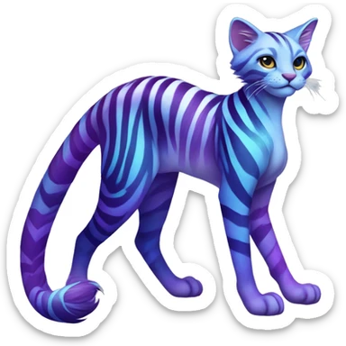 Colorful vernid fantasy creature LiLaiRa Kamirah Falvie whiskers paws full body purple blue gradient stripes braided tail feline sticker