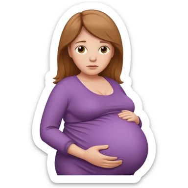 very heavily pregnant overdue woman with super  large belly sticker