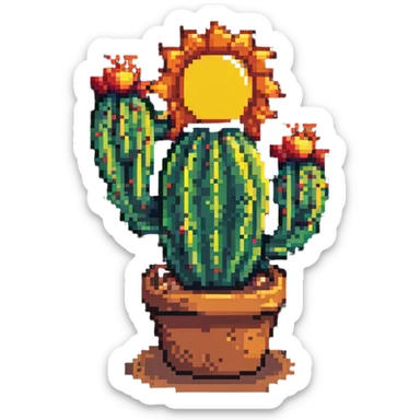 cactus in a desert with sun sticker