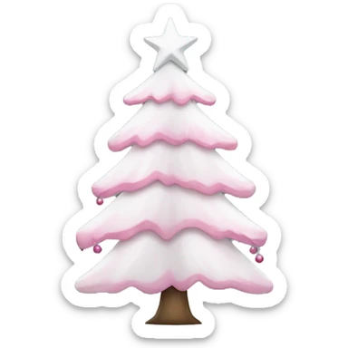 White and pink christmas tree sticker