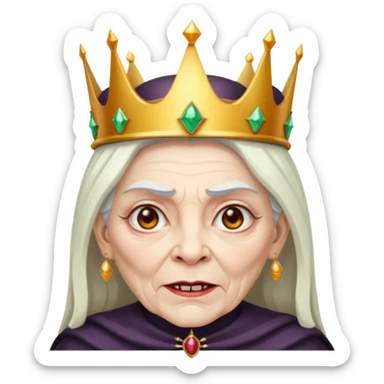 evil old witch with crown sticker