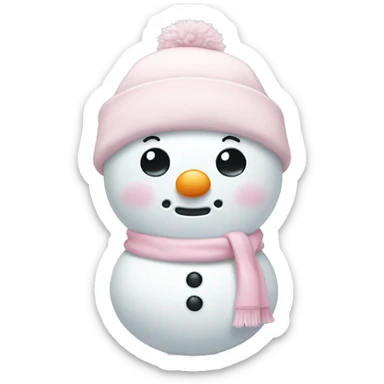 Cute white and light pink snowman sticker