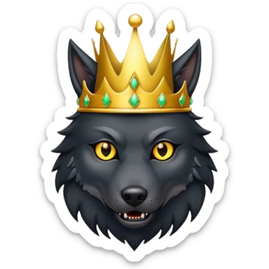 Scary Evil Black Wolf with Gold Crown sticker