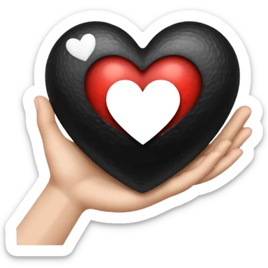  black and white heart in hand sticker