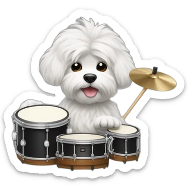 Coton de Tuléar playing drums sticker