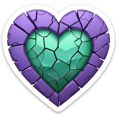 violet green broken heart sticker
