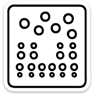 A black synthesizer without keys, featuring a row of eight knobs at the bottom, each with two smaller knobs above them, and a chaotic arrangement of six knobs at the top sticker