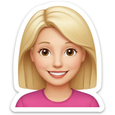 female, mid-age, blonde hair smile sticker
