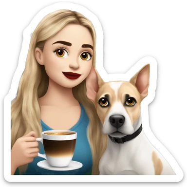 Sabrina carpenter drinking a espresso with a dog and Cristiano Ronaldo sticker