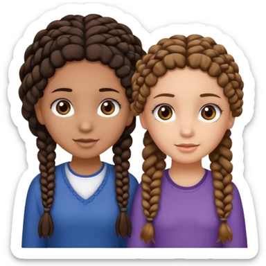 2 girl best friends. One is black with braids and brown eyes. One is white with curly brown hair with brown eyes. sticker