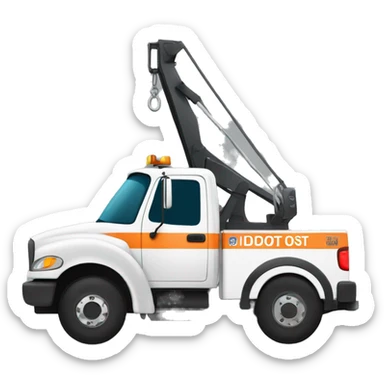 Tow truck with the name of "IDOT" sticker