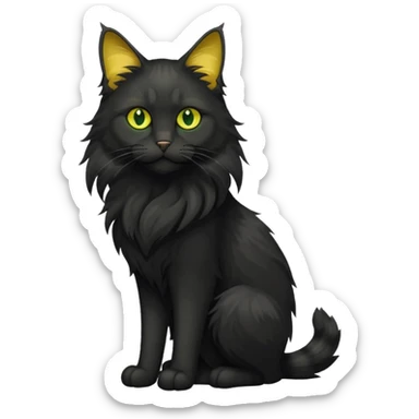 main coon black cat with green yellowish eyes full body sticker