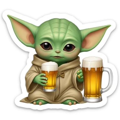 Baby Yoda drink beer sticker