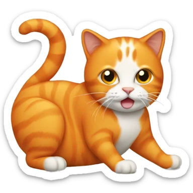 orange cat pooping sticker