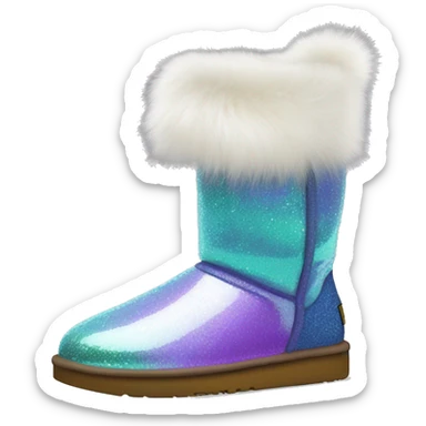 Realistic iridescent Sparkle glitter and fur Ugg boots. sticker