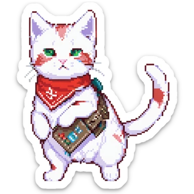 a little cat with two lm249's and a red bandana, he's just blasting!
 sticker