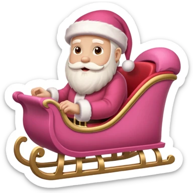 Pink sleigh with a pink santa inside, text on top of it that says "sleigh"  sticker