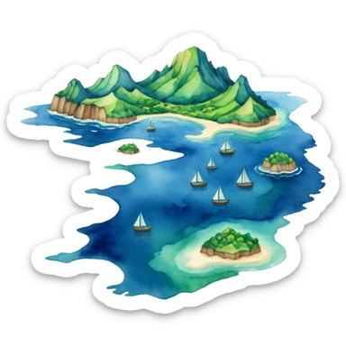 modern sea map with islands sticker