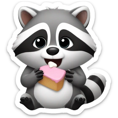 Cute raccoon eating a marshmallow  sticker