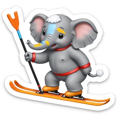 skiing elephant sticker