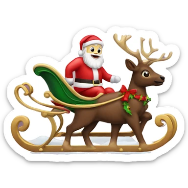 Christmas sleigh with santa in it sticker
