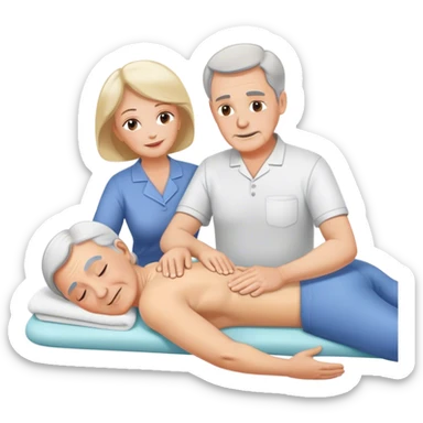 60-year-old white man giving massage o 60-year-old white woman sticker
