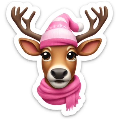 Rudolf the Raindeer wearing a pink skarf  sticker
