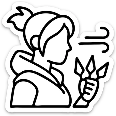 Jett from Valorant, a female character with short white hair, holding kunai knives, wind abilities sticker