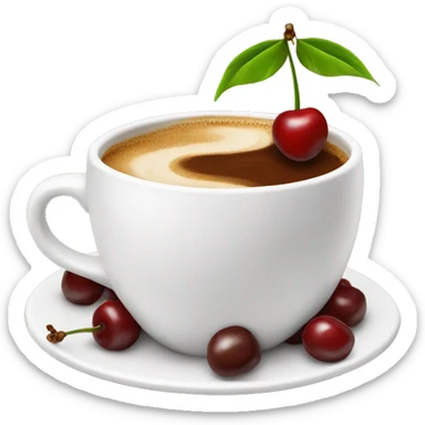 Coffee with cherries sticker