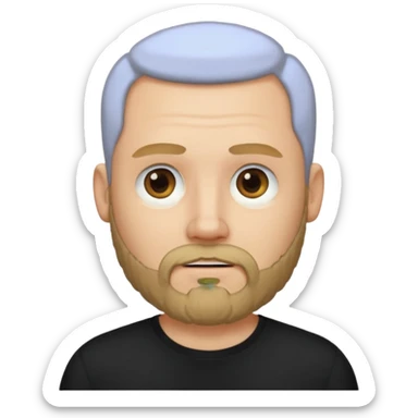 Bearded bald blonde man black shirt sticker