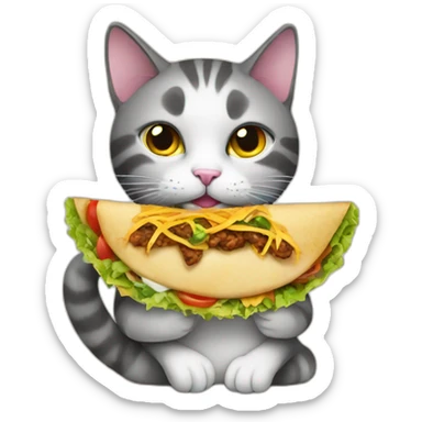 cat holding a taco sticker