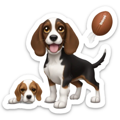 A black brown cocker spaniel and a beagle play catch sticker