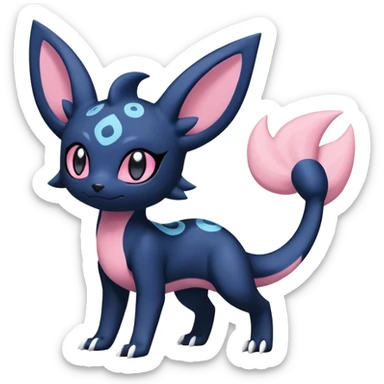 Nebulae Salandit-Meowstic-Umbreon-Fakémon-hybrid-creature (full body)  sticker