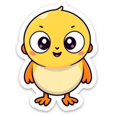 playful cartoon character, bright colors, big expressive eyes sticker