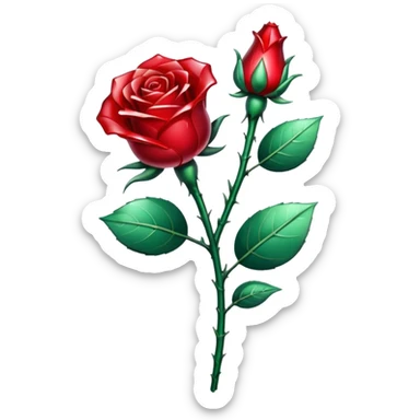 Red crystal rose and stem sticker