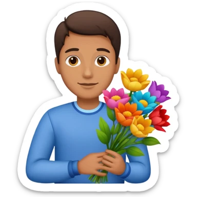 man flower-holding person bouqet sticker