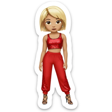 T Boz from TLC with short blonde hair, red sequin crop top and pants sticker