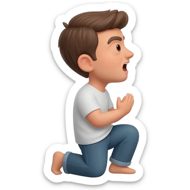 thirty year old guy with open mouth on his knees in profile sticker